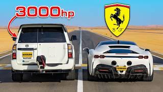 3,000hp SUV vs Ferrari SF90: DRAG RACE