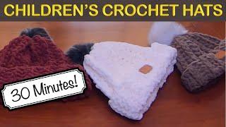 EASY CHILD SIZED CROCHET WINTER HAT - 30 MINUTES!