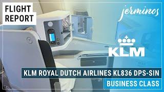 ️ KL836 Denpasar ︎ Singapore, KLM Royal Dutch Airlines Business Class 777-300ER #flightreview