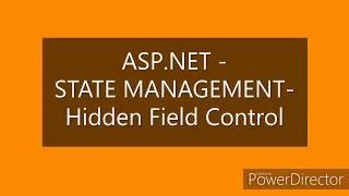 ASP.NET - STATE MANAGEMENT Part1 - HIDDEN FIELD CONTROL - Nithiyapriya Pasavaraj.