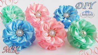 Бантики-резинки с самодельной серединкой МК/DIY kanzashi flowers