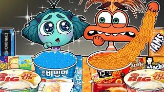 Inside Out 2 - Envy VS Anxiety Convenience Store BLUE ORANGE MUKBANG | Animation | ASMR | MYMY