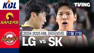 [LG vs SK] 11/27 경기 I 2024 -2025 KCC 프로농구 하이라이트