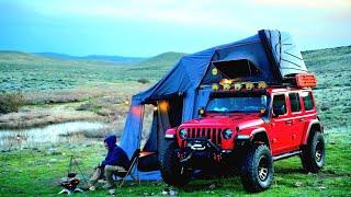 Relaxing Solo Camping With Jeep Rubicon In Green Valley: ASMR Adventure (Part-1)