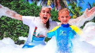 Vlad and Nikita have a bubble foam party