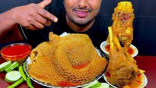 Eating Very Spicy Full Mutton Boti Curry,Beef Paya,Big Mutton Leg With Rice Salat || Asmr Mukbong