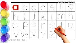 Alphabet, ABC song, abcd, a to z, Kids rhymes, collection for writing along dotted lines for toddler