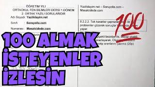 8.Sınıf Fen Bilimleri 1.Dönem 2.Yazılı