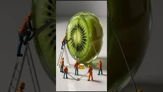 Cutting a Giant Crystal Kiwi?!  Mini Workers vs Transparent Fruit!