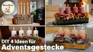 DIY | 4 Ideen für längliche Adventsgestecke | einfache und natürliche Adventsdeko selber machen