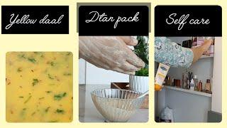 DAILY ROUTINE | LUNCH | YELLOW MOONG DAAL RECIPE | TAN REMOVAL PACK ️|HOME MAKER MINHAZ SAIYED 