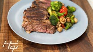 استیک با سبزیجات،طرز تهیه استک و مقدار پخت با نواب - ribeye steak and vegetables by navab- tomahawk