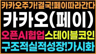[카카오, 카카오페이 주가 전망]오픈AI협업,스테이블코인,구조적성장가시화!외인,기관집중매집중!카카오주가,결국,페이따라올라간다!
