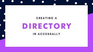 Creating a Directory in AccessAlly