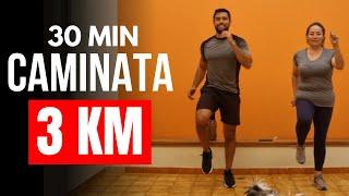 Camina 3 km  caminata en casa para bajar de peso | Abdomen cintura y cardio en interiores