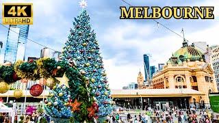 Busy CHRISTMAS Streets Of Melbourne City! 4K Walk 2024