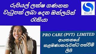 රුපියල් ලක්ෂ ගණනක වැටුපක් ලබා දෙන ඔන්ලයින් රැකියා /pro care pvt Ltd kstv lanka