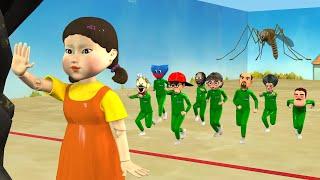 Scary Teacher 3D vs Squid Game 2 ( 오징어 게임 2) Red Light Green Light - Monster Mosquito Challenge