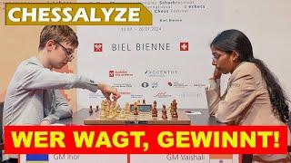 Crazy Tactics! | Samunenkov vs Vaishali | Großmeister-Triathlon Biel Challengers Runde 3