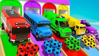 Wheels on the Bus + 5 Little Monkeys Song - Soccer Ball Shaped Wheels - Nursery Rhymes & Kids Songs