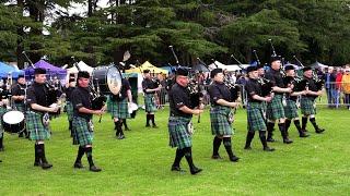 Isle of Islay Pipe Band in Grade 2 final 2024 British Pipe Band Championship at Forres in Scotland