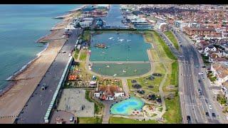 Hove Lagoon Water Sports and Beach in Sussex, England (Drone HD)