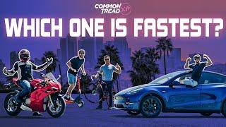 Race Across the City! Bike vs Car vs Motorcycle vs Scooter | Common Tread XP