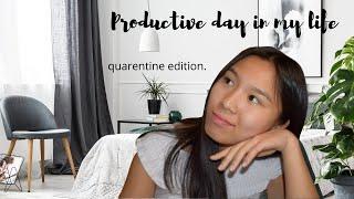 Productive Day in My Life in Quarantine (Work & Online School) + tips for staying productive at home