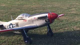 Nosen P-51 Mustang "Thunderbird"- maiden flight -69cc Sachs-Vince Flying