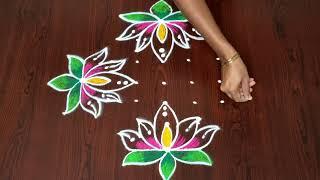 వరలక్ష్మ వ్రతం ముగ్గులు || lotus rangoli || rangoli designs ||