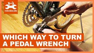 Which way to turn a pedal wrench - watch this so you'll never forget again