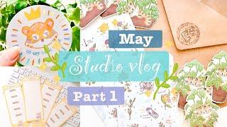  May Studio Vlog  (Part 1) editing video, BTS Vlive, packaging stationery, and new mailing labels