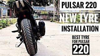 Pulsar 220 New Tyre Installation  || Best Tyre for Pulsar 220 Apollo ALPHA S1 120/80 R17 ||