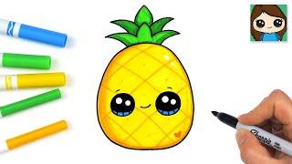 How to Draw a Pineapple Easy  Cute Fruit Art