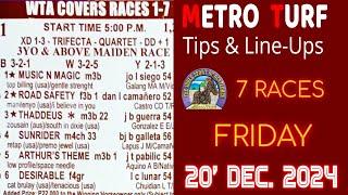 MMTCI LIVE RACING TIPS FOR FRIDAY | DEC. 20, 2024 | 5:00 PM START | 7 RACES