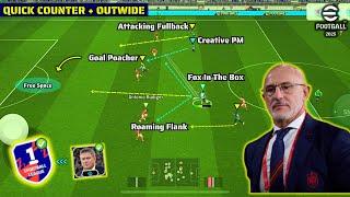 Mastermind Quick Counter + Outwide Tactics In eFootball 2025 || Pes 2025 Quick Counter Formation