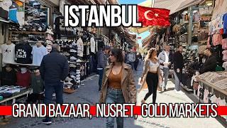  Istanbul Fatih 4K Walking Tour 2025 | Grand Bazaar, Gold Markets, Nusret Restaurant, Famous Cafes