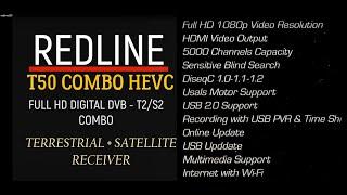 Redline T50 Combo. Спутниковый + DVB TV. Обзор ресивера, поиск,  настройка каналов DVB -T2. Часть 1.