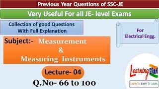 Measurement & Measuring Instruments || Lecture- 4 //Objective Questions-very useful for all JE exams