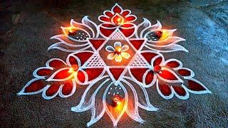 Karthigai deepam 2024 villaku kolam/5*3 thirukarthigai special kolam/Diya muggulu/Super rangoli