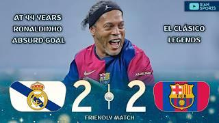 AT 44 YEARS RONALDINHO WEARS THE BARCELONA SHIRT AGAIN AND SCORED A GREAT GOAL IN EL CLASICO LEGENDS