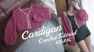 Crochet Cardigan Sweater Tutorial for Beginners - FREE Pattern