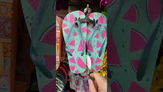 WATERMELON FLIP FLOPS $1.25 - TROPICAL COLORS GOOD VIBES PALM TREES $1.25 AT DOLLAR TREE