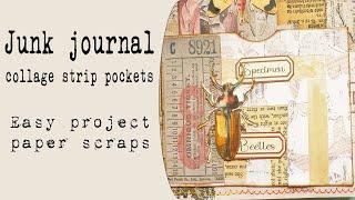 paper collage strip pockets from scraps