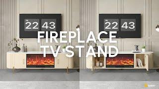 HOMARY l Cozy-Flame TV Stand: Warmth & Style Combined