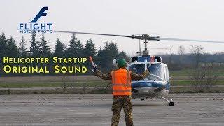 Helicopter Startup with Original Sound - Agusta Bell 212 Twin Huey of Italian Police in 4K UHD