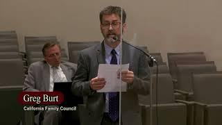 Greg Burt with CFC testifies against abortion resolution before CA Senate Judiciary Committee