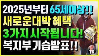 [긴급] 정부기습발표! 2025년부터 65세이상 새로운 대박 혜택  3가지 시작됩니다! 추가 모든노인 받는 65세혜택 20가지 정리!!