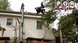 Body Slam Off Roof! - Crazy Backyard Wrestling Match