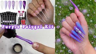 SAVILAND PURPLE CAT EYE POLYGEL KIT! EXTRA LONG STILETTO NAILS | Polygel Nail Tutorial